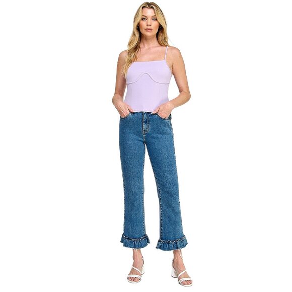 Special A Jeans Tummy Control Ankle Length Kick Flares With Ruffle Hem - Picture 4 of 8